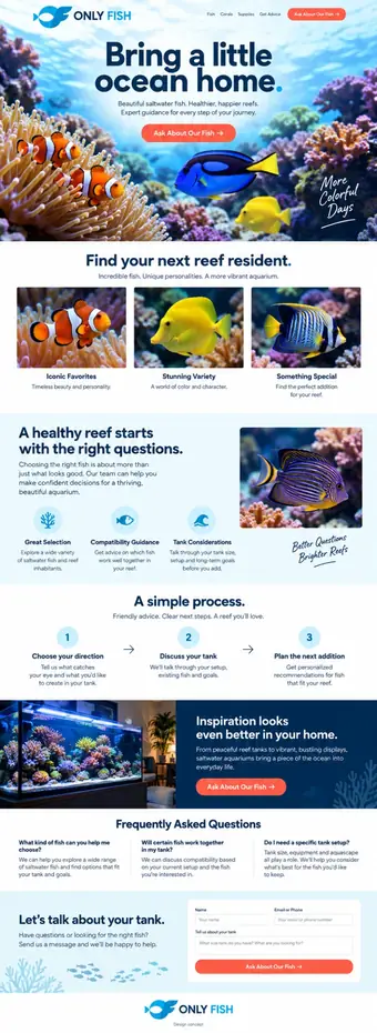 Only fish landing page built by Dead River