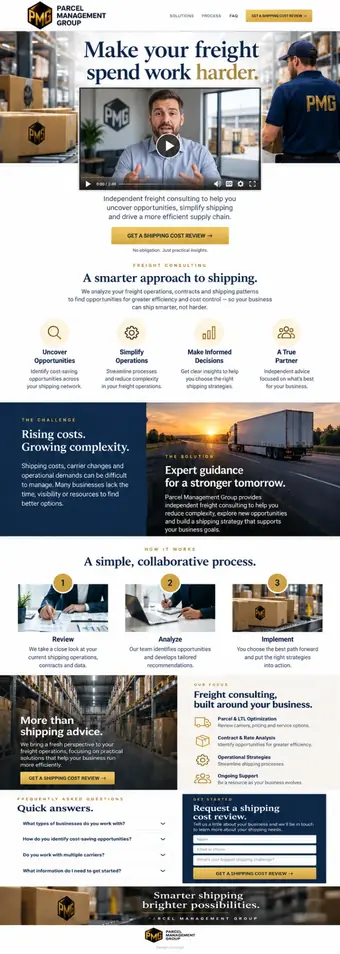 Parcel management group landing page built by Dead River