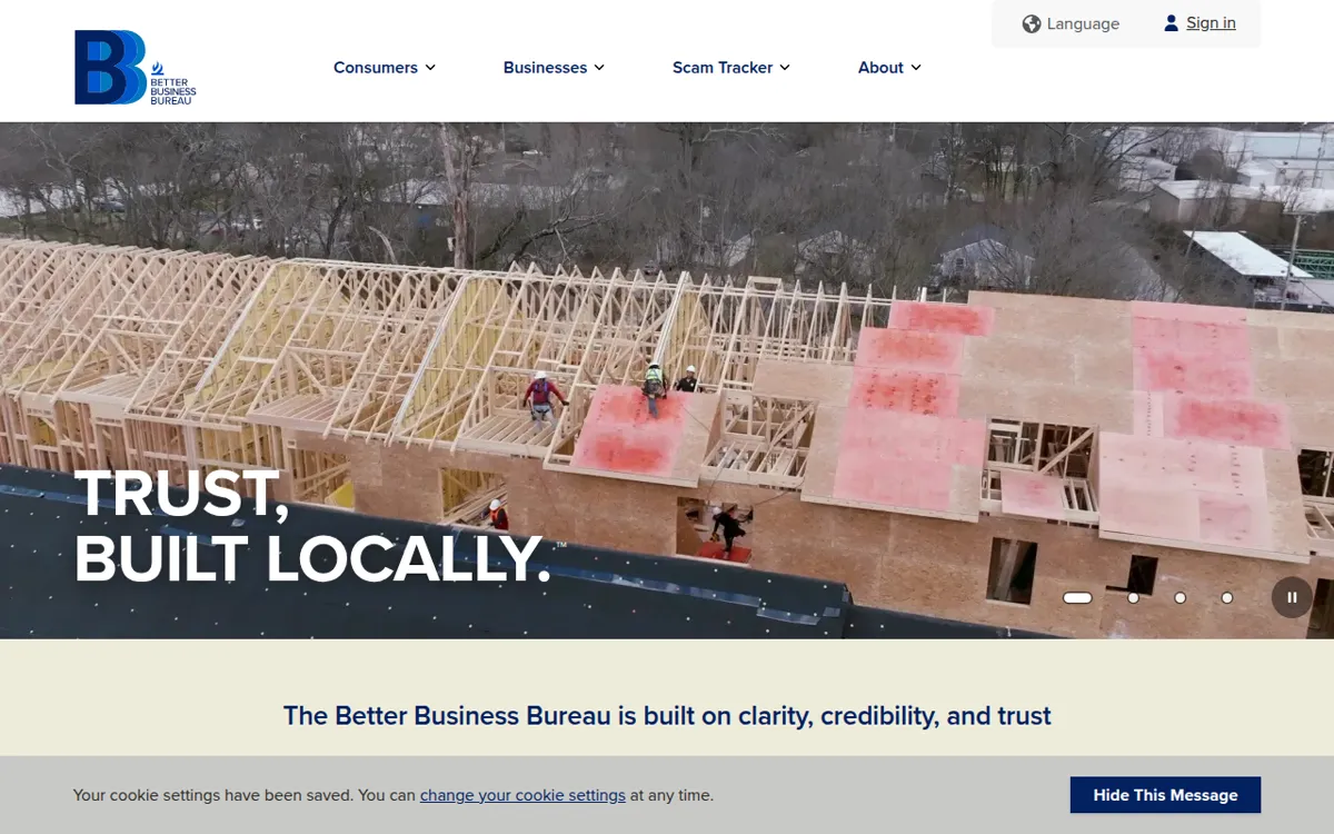 Better Business Bureau home page
