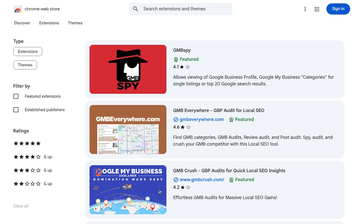 GMB Spy in the Chrome Web Store
