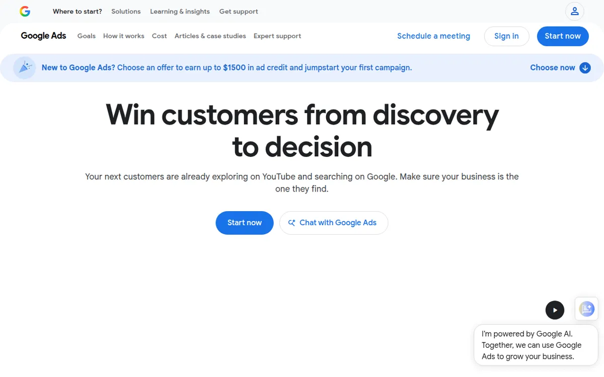 Google Ads home page