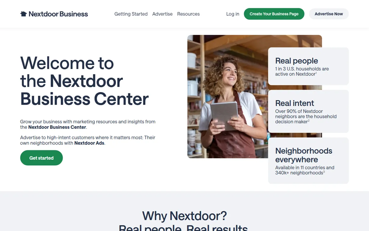 Nextdoor for Business page