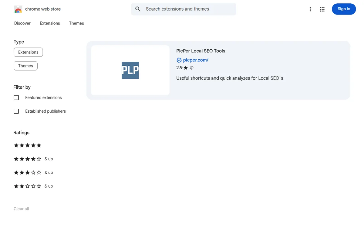 PlePer in the Chrome Web Store